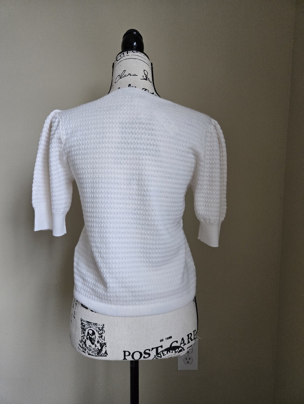 Madewell Knit Top Womens S Ivory Wool Silk Blend Short Sleeve - Picture 4 of 10